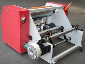 Rebobinadora semiautomática de papel aluminio y film transparente 